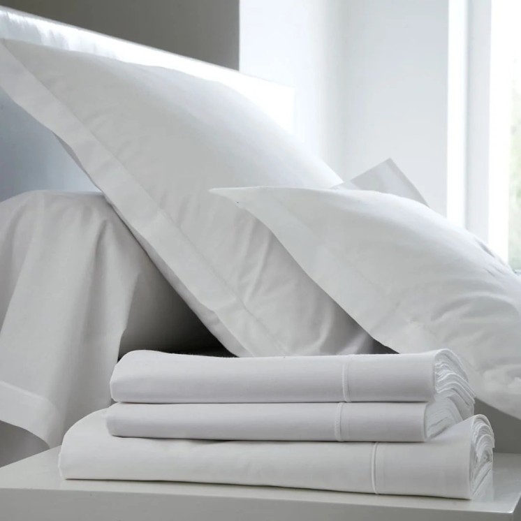 Housse de Couette uni 57 fils/ cm2 100% Coton Blanc des Vosges  fabrication francaise