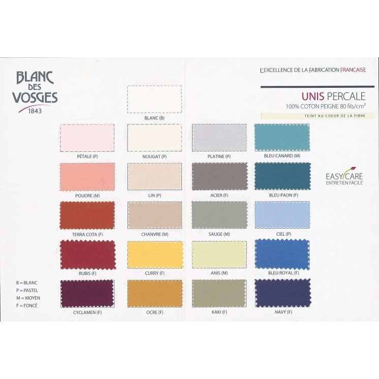 Drap Housse Uni Percale Blanc des Vosges Bonnet 50 cm